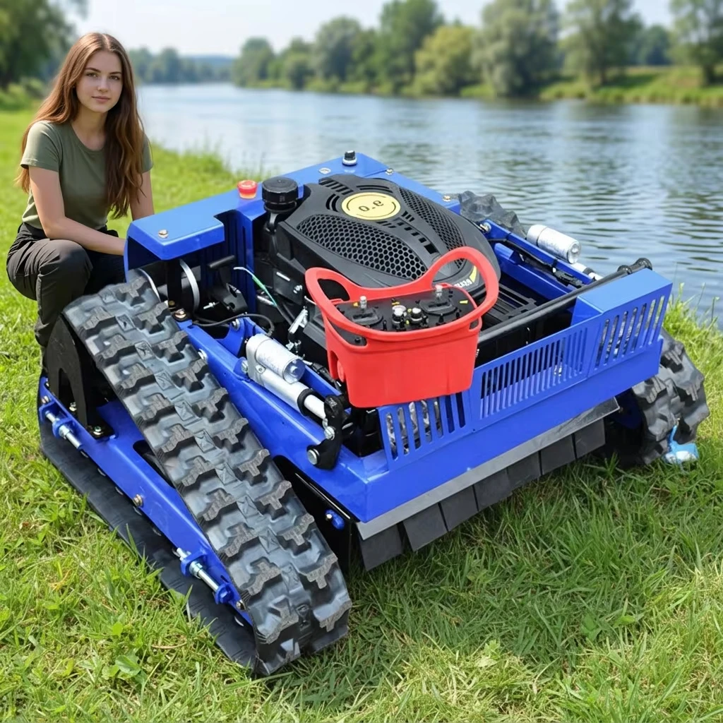 Efficient Tracked Remote Lawn Mower Remote controlled Self propelled Anti skid for Maintenance Hillside Green Belts and Farms
Efficient Tracked Remote Lawn Mower Remote controlled Self propelled Anti skid for Maintenance Hillside Green Belts and Farms