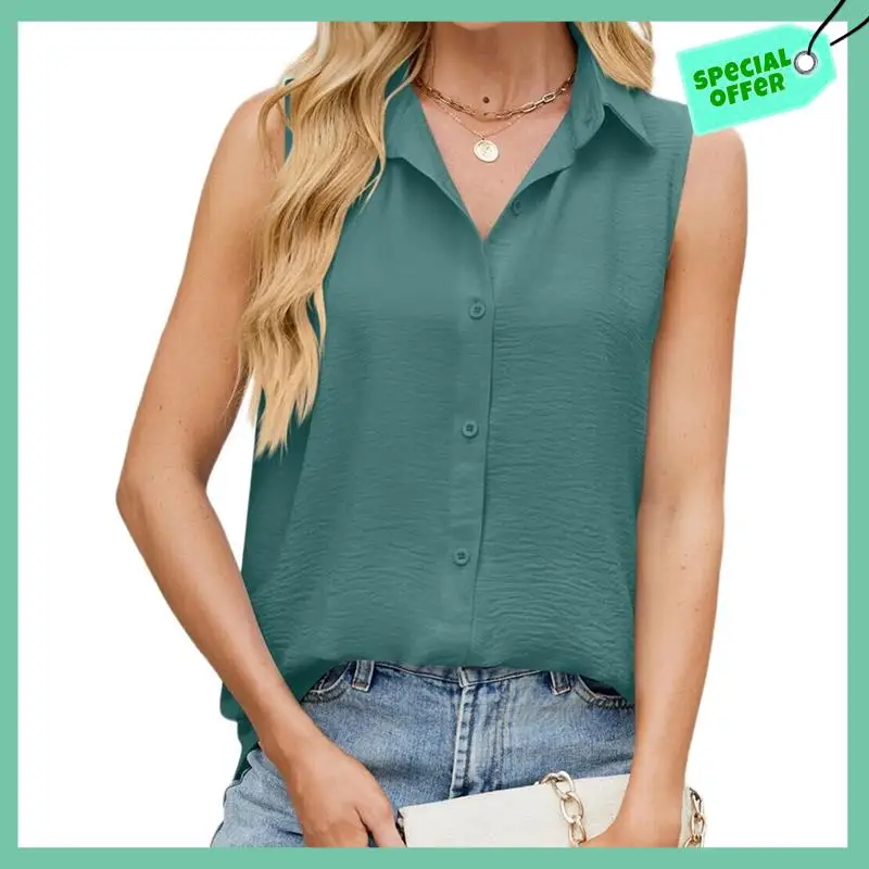 Sturdy Womens Sleeveless Button Down Shirt Collared Blouse Casual Office Shirts Basic Tank Top
Sturdy Womens Sleeveless Button Down Shirt Collared Blouse Casual Office Shirts Basic Tank Top