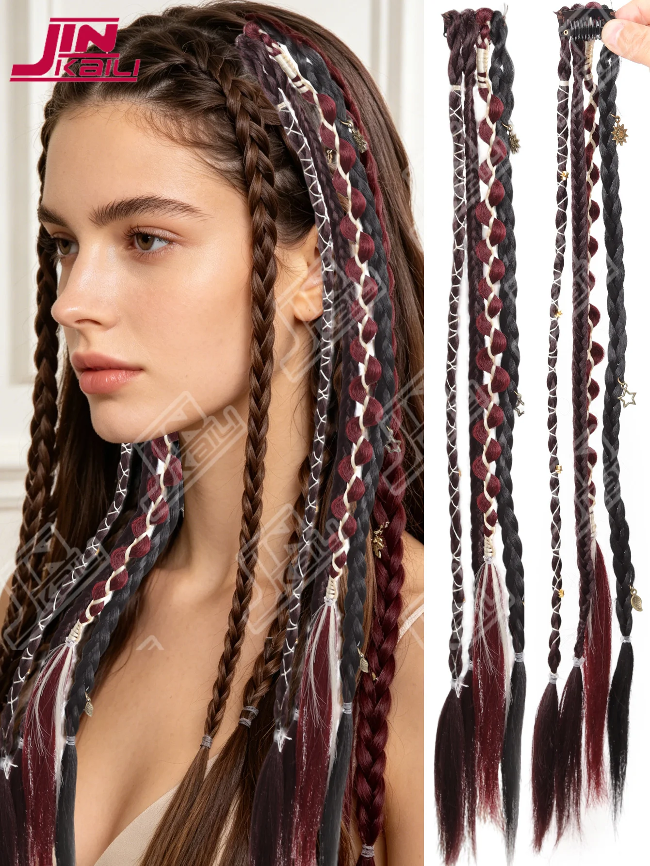 JKL Bohemia Clip in Hair Extensions Handmade Synthetic Weaving 20 Inches Clip-on Long Braid Fairy Hair Synthetic Hair Extensions
JKL Bohemia Clip in Hair Extensions Handmade Synthetic Weaving 20 Inches Clip-on Long Braid Fairy Hair Synthetic Hair Extensions