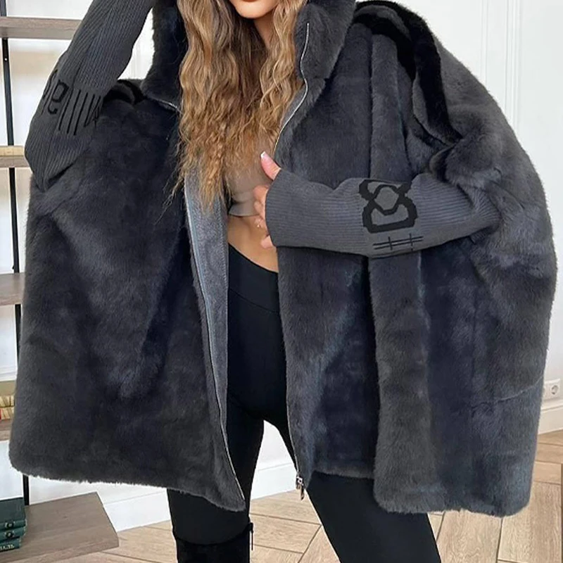 Winter Fashion Zipper Faux Fur Soft Coats Elegant Print Patchwork Warm Outercoats Fall Casual Long Sleeve Loose Hooded Jackets
Winter Fashion Zipper Faux Fur Soft Coats Elegant Print Patchwork Warm Outercoats Fall Casual Long Sleeve Loose Hooded Jackets