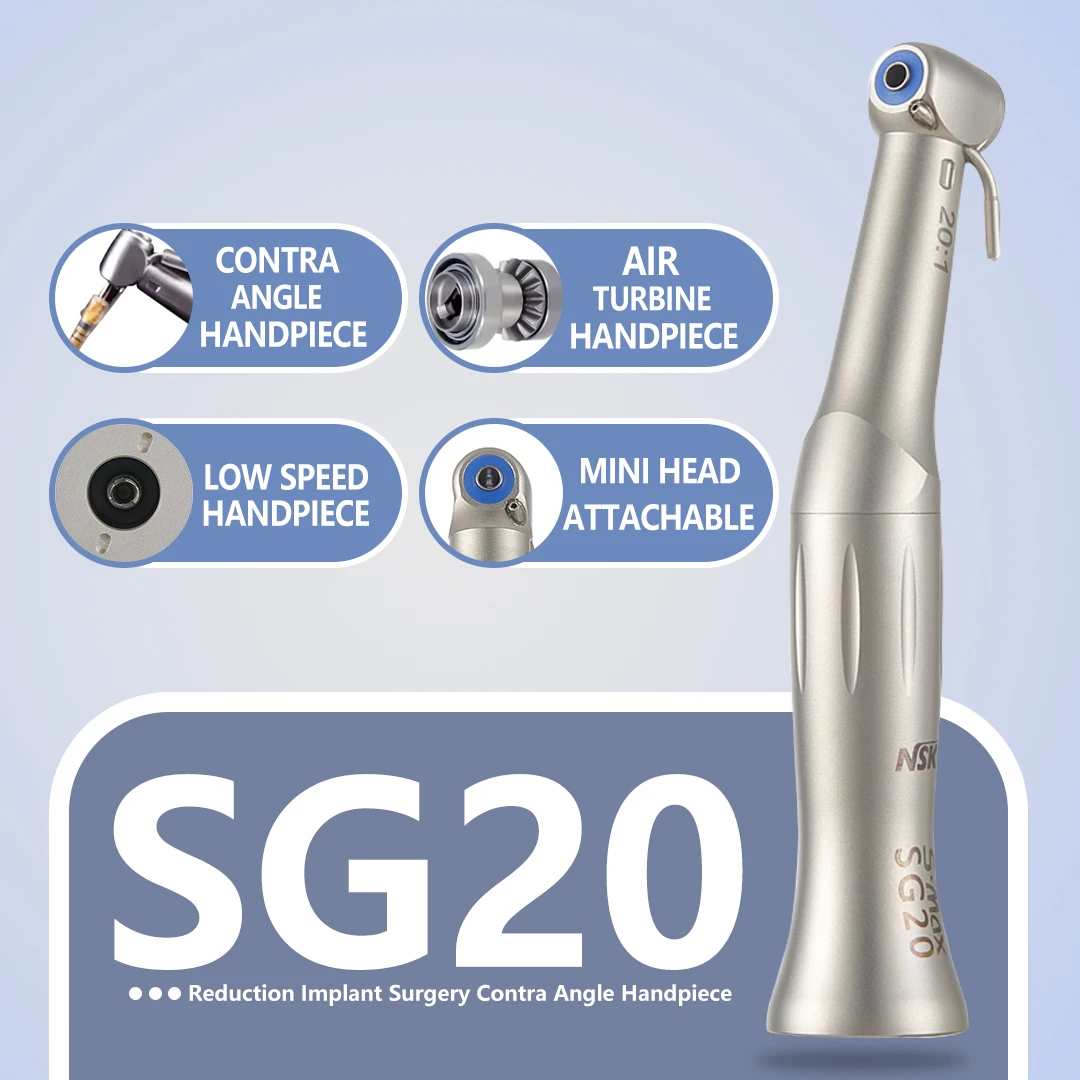 NSK S.Max SG20 contraangulo Стоматологический низкоскоростной наконечник 20:1 Редукционный имплантат Хирургический контругловой наконечник Воздушная турбина
NSK S.Max SG20 contraangulo Стоматологический низкоскоростной наконечник 20:1 Редукционный имплантат Хирургический контругловой наконечник Воздушная турбина