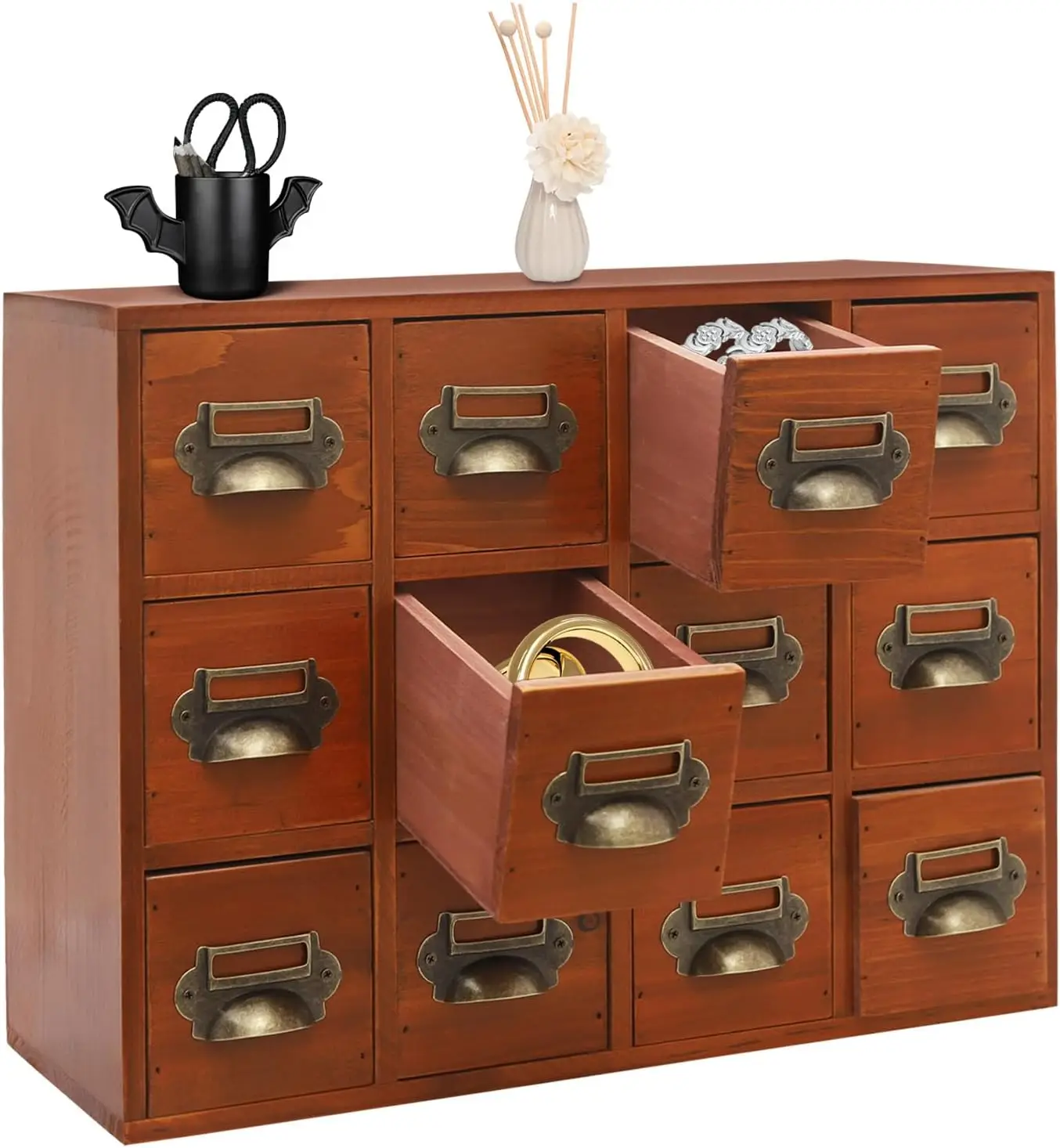 Wooden Desk Drawer Organizer Apothecary Storage Box with 12 Drawers Vintage Storage Cabinet for Desktop Organizer (Brown
Wooden Desk Drawer Organizer Apothecary Storage Box with 12 Drawers Vintage Storage Cabinet for Desktop Organizer (Brown