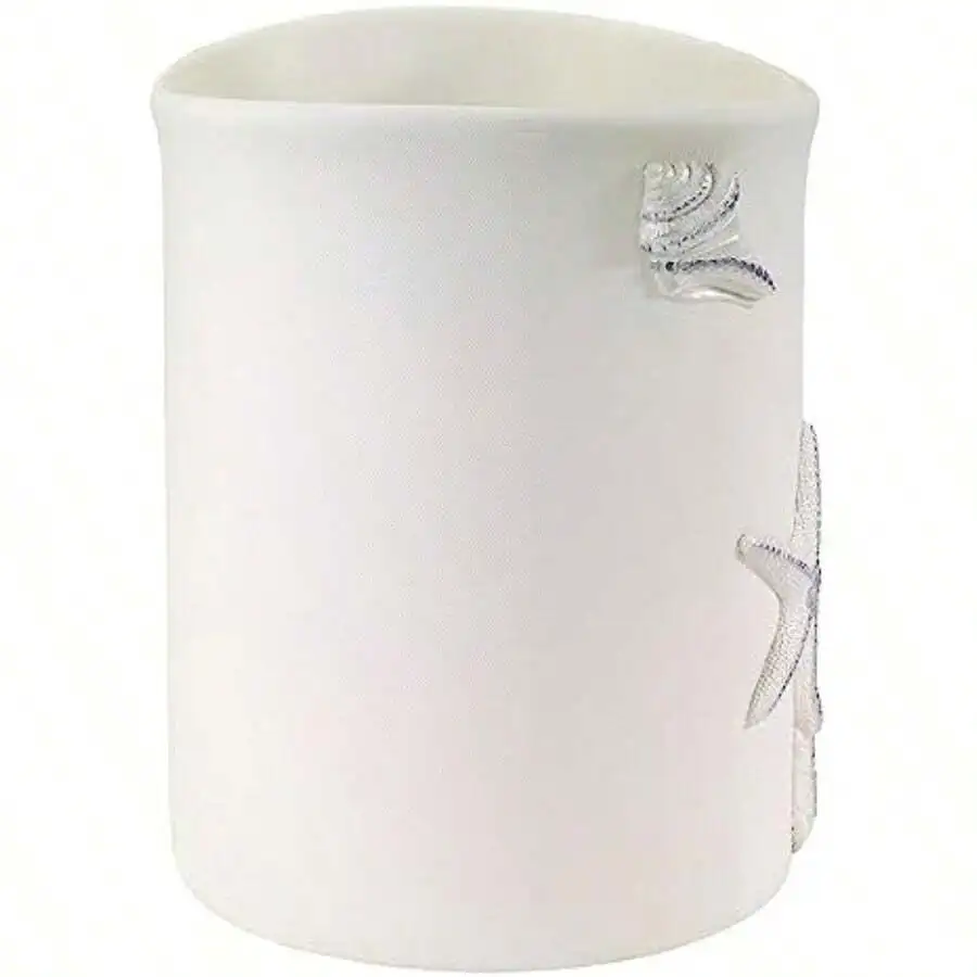 White Ceramic Kitchen Compost Bin With Seashell And Starfish Decor
White Ceramic Kitchen Compost Bin With Seashell And Starfish Decor