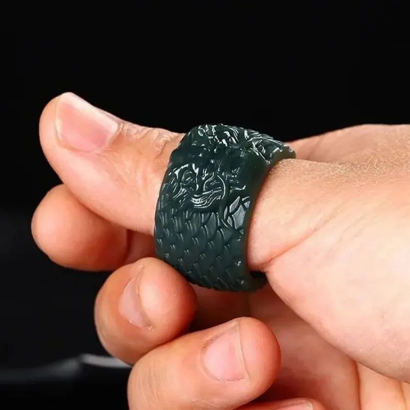 Natural Nephrite Green Jade Ring Men Healing Gemstone Fine Jewelry Genuine Hetian Jades Dragon Thumb Rings Wide Band Anillos
Natural Nephrite Green Jade Ring Men Healing Gemstone Fine Jewelry Genuine Hetian Jades Dragon Thumb Rings Wide Band Anillos