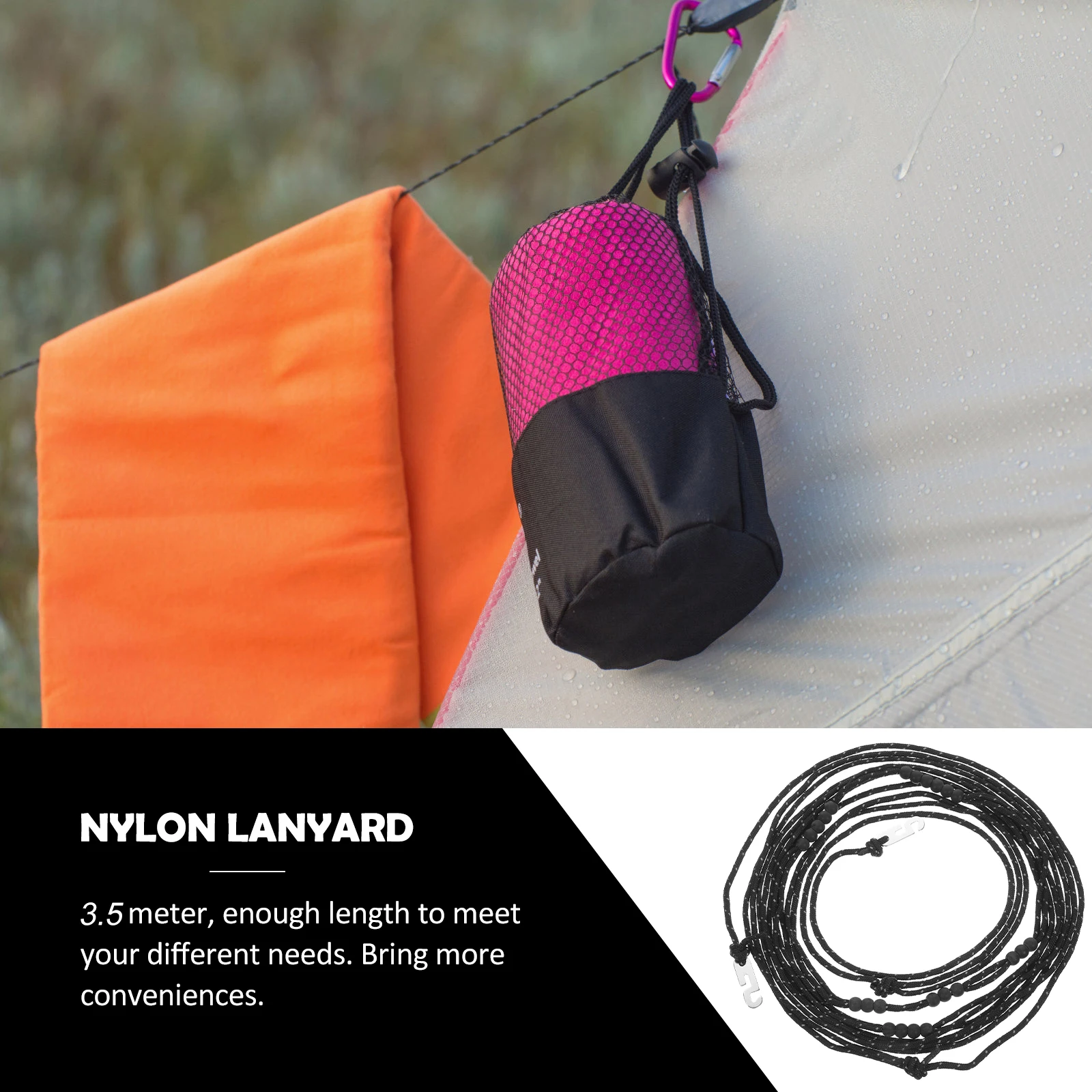 Portable Travel Clothesline 3.5M Black Nylon Windproof Rope for Camping Hotel Use Non Slip Beads Strong Clothes Hanger
Portable Travel Clothesline 3.5M Black Nylon Windproof Rope for Camping Hotel Use Non Slip Beads Strong Clothes Hanger