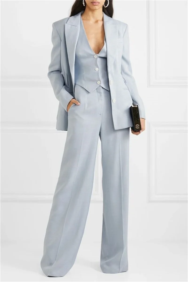 Light Blue Women Suit Set Blazer+Vest+Pants 3 Pcs Formal Spring 2023 Jacket Coat Prom Dress Office Lady Tailored Женский костюм
Light Blue Women Suit Set Blazer+Vest+Pants 3 Pcs Formal Spring 2023 Jacket Coat Prom Dress Office Lady Tailored Женский костюм