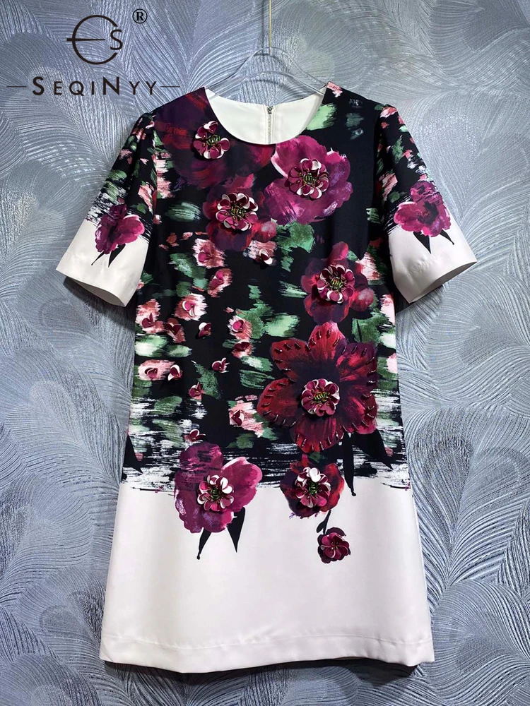 SEQINYY Elegant Mini Dress Summer Spring New Fashion Design Women Runway Short Sleeve Vintage Purple Flower Print Appliques Bead
SEQINYY Elegant Mini Dress Summer Spring New Fashion Design Women Runway Short Sleeve Vintage Purple Flower Print Appliques Bead
