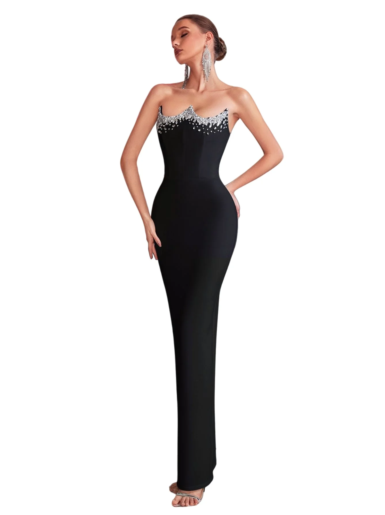 Женское блестящее платье макси без бретелек с отделкой из страз, черное/красное, роскошное вечернее платье для вечеринок, свадеб и торжеств
Женское блестящее платье макси без бретелек с отделкой из страз, черное/красное, роскошное вечернее платье для вечеринок, свадеб и торжеств