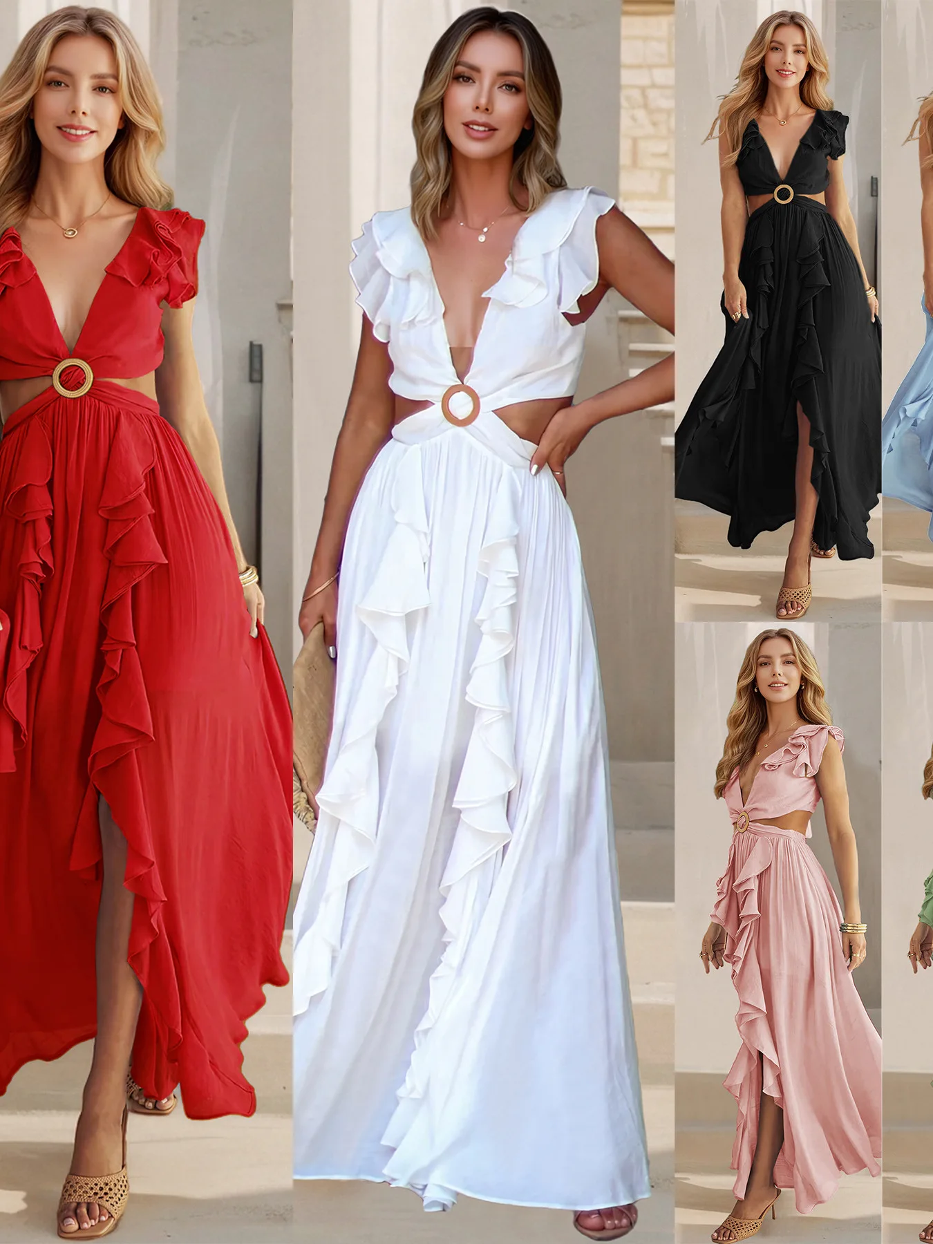 Sexy V-ne Long Skirt with Lotus Le Split for Women Ele Knitted Polyester Summer Dr Casual Loose Fit
Sexy V-ne Long Skirt with Lotus Le Split for Women Ele Knitted Polyester Summer Dr Casual Loose Fit