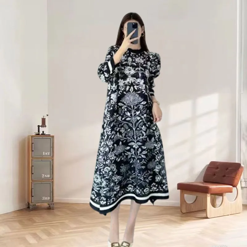 Miyake плиссированные платья с принтом, большие размеры, свободные повседневные осенние новые длинные платья 2025, юбки с круглым вырезом и длинными рукавами, женская одежда
Miyake плиссированные платья с принтом, большие размеры, свободные повседневные осенние новые длинные платья 2025, юбки с круглым вырезом и длинными рукавами, женская одежда