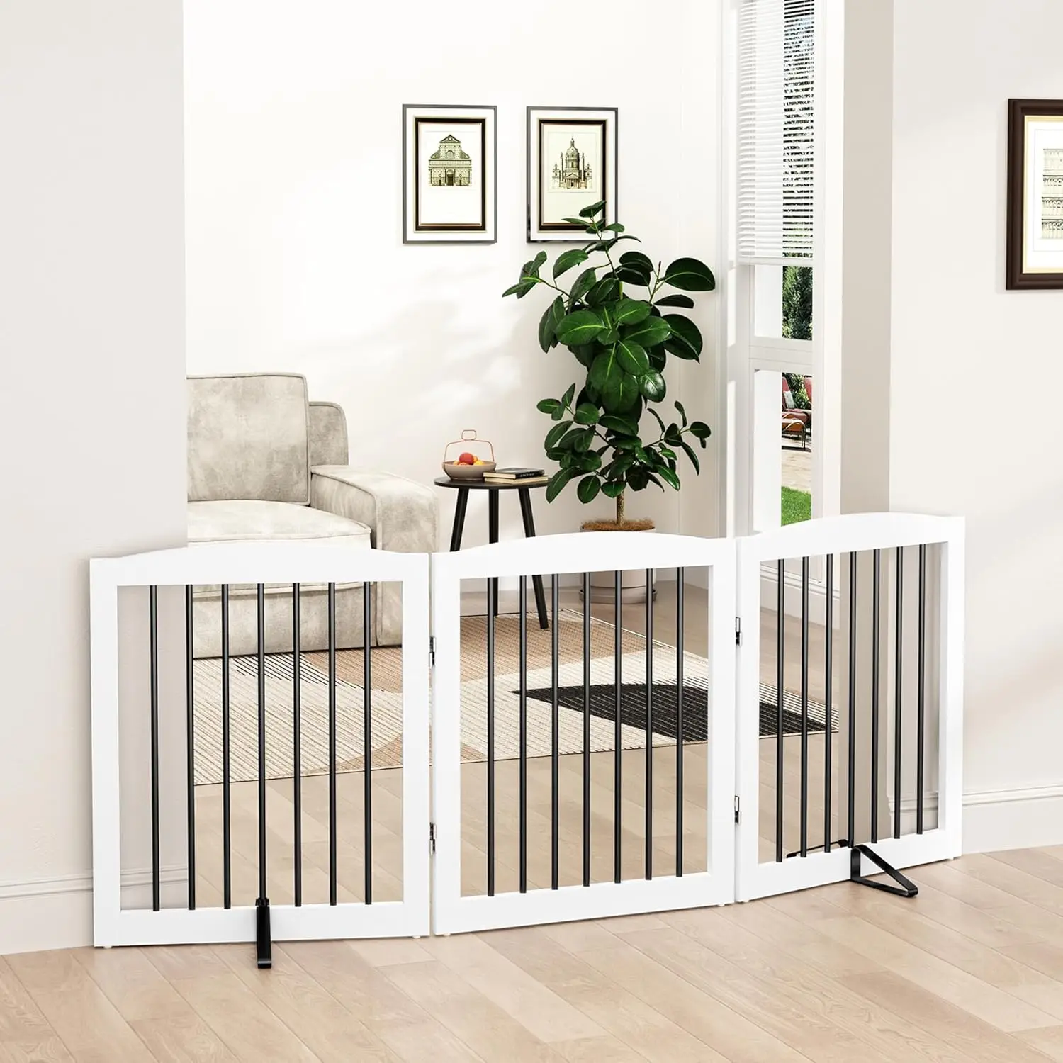 Freestanding Wooden Pet Gate for House, Foldable Indoor Dog Gate for Doorways, Stairs - 24' Height, 3 Panels, White
Freestanding Wooden Pet Gate for House, Foldable Indoor Dog Gate for Doorways, Stairs - 24' Height, 3 Panels, White