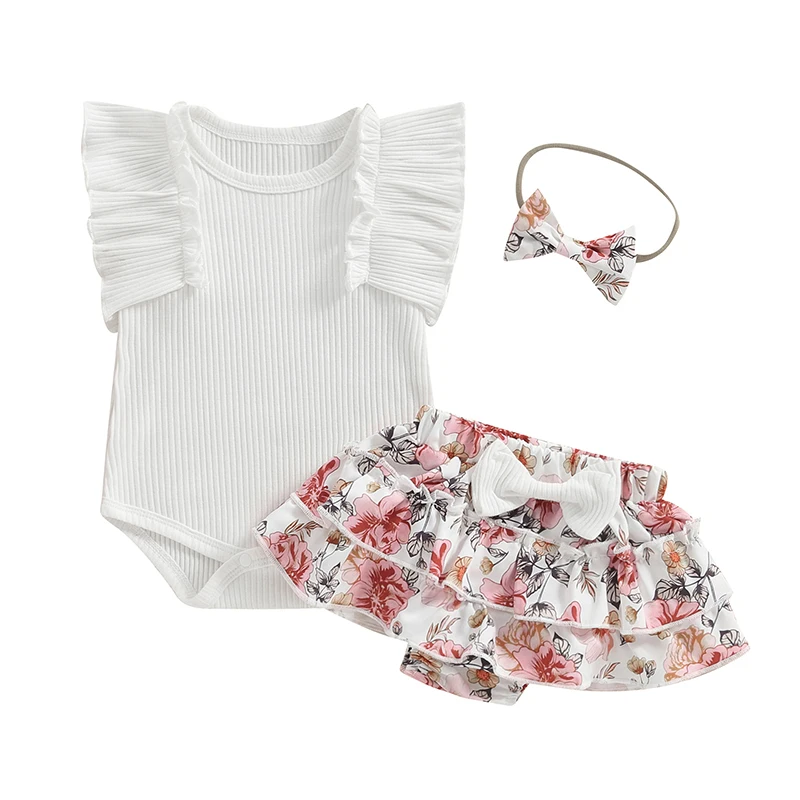 Baby Girls Shorts Set, Fly Sleeve Romper with Flower Print Shorts and Hairband Summer Outfit
Baby Girls Shorts Set, Fly Sleeve Romper with Flower Print Shorts and Hairband Summer Outfit