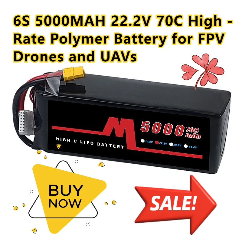 6S 5000MAH 22.2V 70C Rechargeable Batteries for FPV Drones UAVs High - Rate Polymer Battery
6S 5000MAH 22.2V 70C Rechargeable Batteries for FPV Drones UAVs High - Rate Polymer Battery