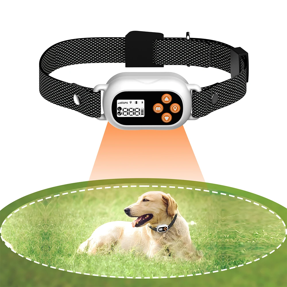 GPS Pet Containment System IPX7 Waterproof Rechargeable Shock Collar Dog Wireless Electric Fence for Medium and Large Dogs
