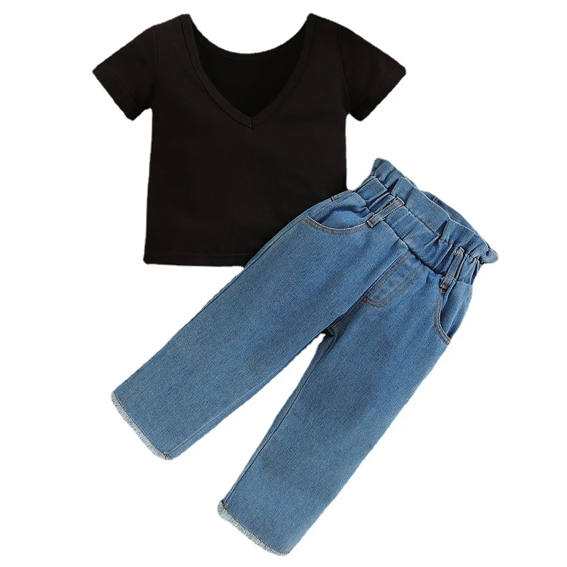 2Piece Summer Luxury Kids Clothing Girl Korean Outfit Set Fashion V-neck Short Sleeve Baby Tops+Jeans Children Clothes BC1879
2Piece Summer Luxury Kids Clothing Girl Korean Outfit Set Fashion V-neck Short Sleeve Baby Tops+Jeans Children Clothes BC1879
