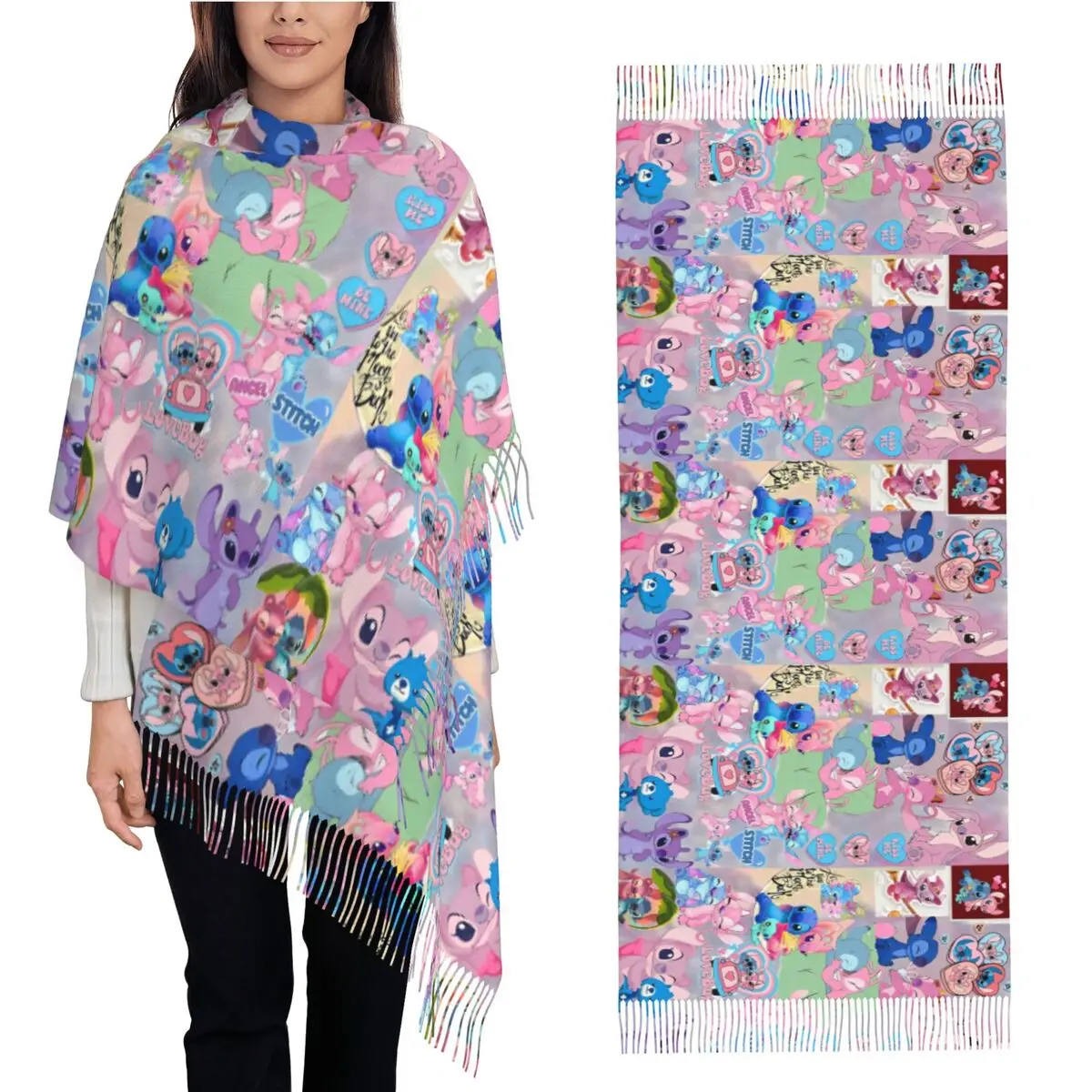 Angel And Stitch Cartoon Scarf with Tassel Warm Soft Shawl Wrap Men Women Graphic Large Scarves Autumn Retro Bufanda
Angel And Stitch Cartoon Scarf with Tassel Warm Soft Shawl Wrap Men Women Graphic Large Scarves Autumn Retro Bufanda
