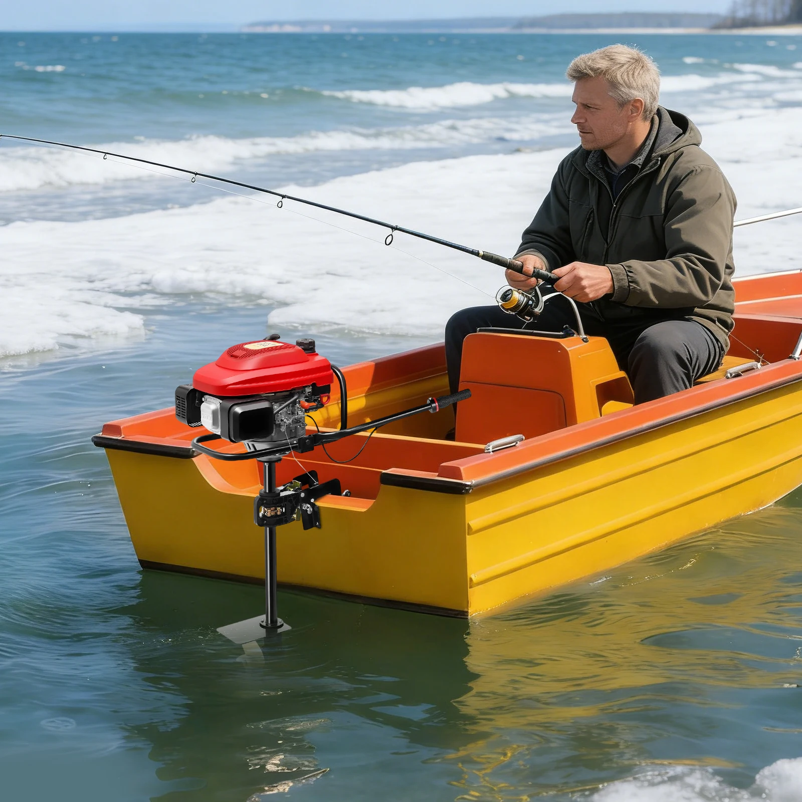 4 Stroke Outboard Motor 3.5kW 200cc Air Cooled Boat Engine CDI Ignition Hand Pull Start 0.34Gal Fuel Tank for 13-19ft Fishing Boats Water Rescue & Aquaculture
4 Stroke Outboard Motor 3.5kW 200cc Air Cooled Boat Engine CDI Ignition Hand Pull Start 0.34Gal Fuel Tank for 13-19ft Fishing Boats Water Rescue & Aquaculture