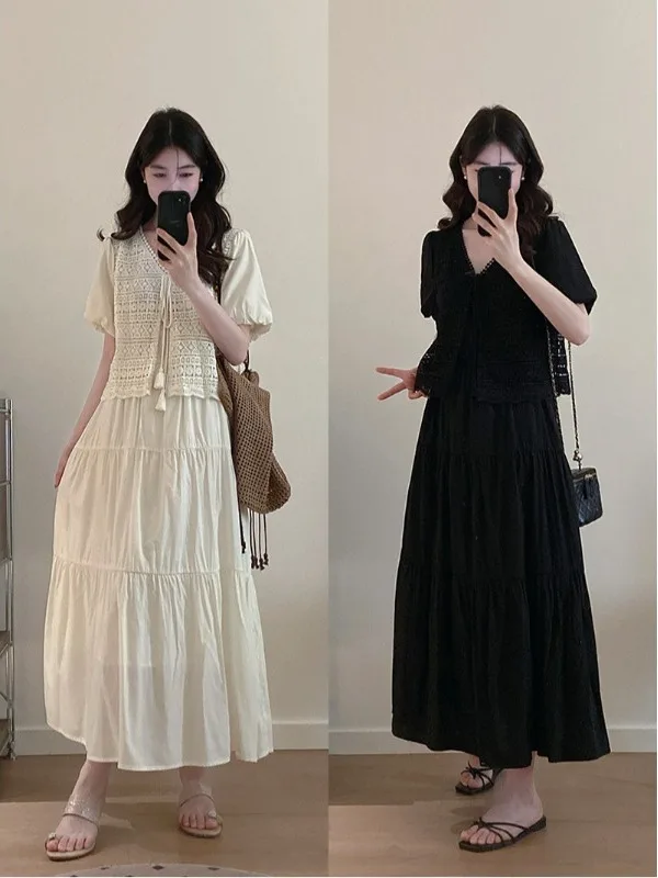 plus Size Loose Fashion Summer Lace Splicing Conceal Meat Slim Vacation Style Fake Two-Piece Dress Women's Clothing
plus Size Loose Fashion Summer Lace Splicing Conceal Meat Slim Vacation Style Fake Two-Piece Dress Women's Clothing