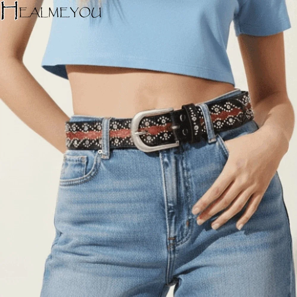 Contrast Color Y2K Punk Belt Eye Catching Texture Western Studded Belt Durable Alloy Buckle Gothic Vibe Rhinestone Waistband
Contrast Color Y2K Punk Belt Eye Catching Texture Western Studded Belt Durable Alloy Buckle Gothic Vibe Rhinestone Waistband
