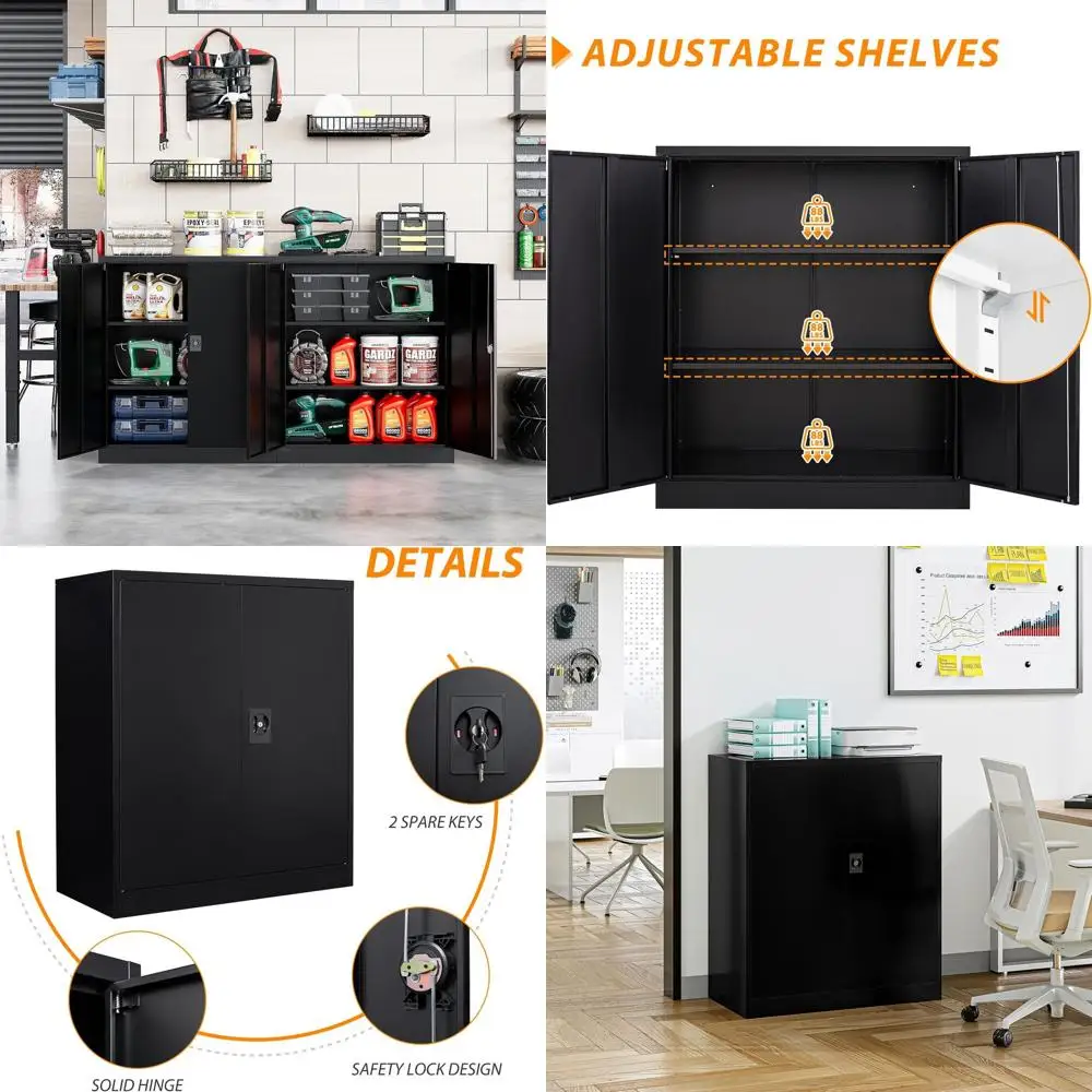 Black Lockable Metal Storage Cabinet with 2 Doors and Shelves for Home or Office
Black Lockable Metal Storage Cabinet with 2 Doors and Shelves for Home or Office