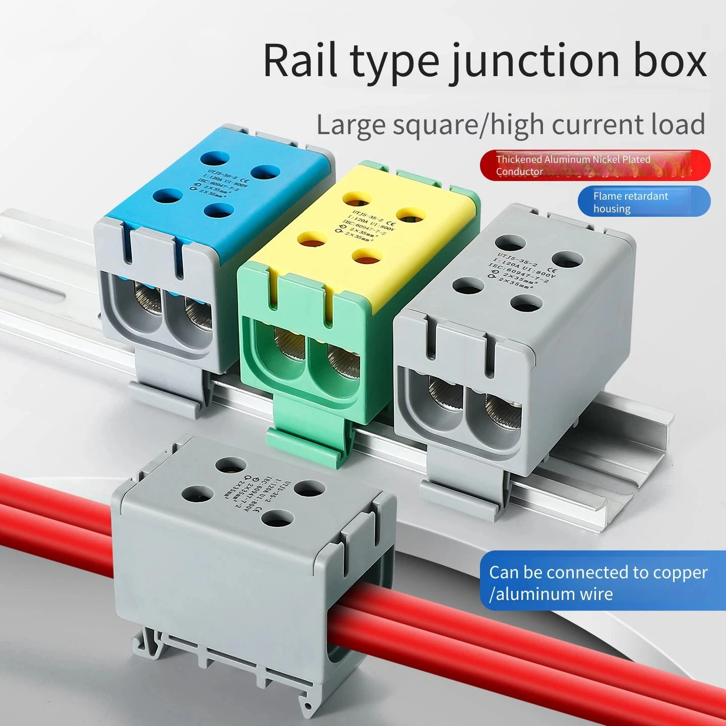 Rail-type multi-purpose terminal block, one in multiple out splitter, neutral line emptying, open box, high current junction box
Rail-type multi-purpose terminal block, one in multiple out splitter, neutral line emptying, open box, high current junction box