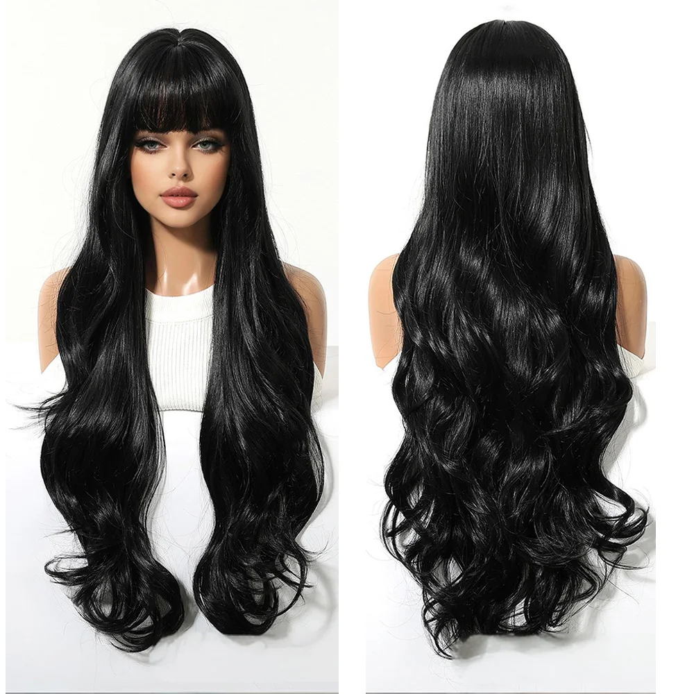 30-дюймовый черный бордовый волнистый синтетический ободок для волос с челкой натуральный, пушистый термостойкий парик, подходящий для женской повседневной вечеринки
30-дюймовый черный бордовый волнистый синтетический ободок для волос с челкой натуральный, пушистый термостойкий парик, подходящий для женской повседневной вечеринки