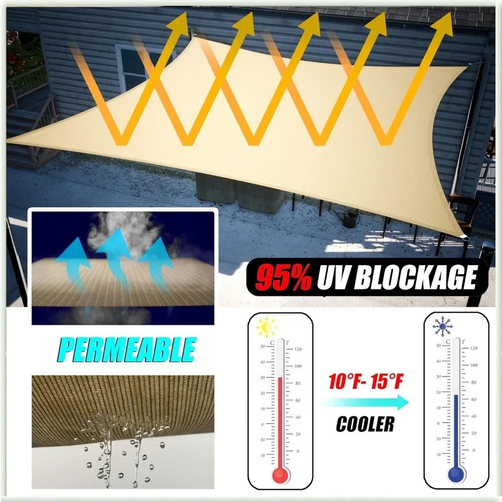 Garden Awning, 14' X 20' Beige Rectangle Sun Shade Sail Canopy Awning UPF50+, 95% UV Blockage, Water & Air Permeable, Sun Shade
Garden Awning, 14' X 20' Beige Rectangle Sun Shade Sail Canopy Awning UPF50+, 95% UV Blockage, Water & Air Permeable, Sun Shade