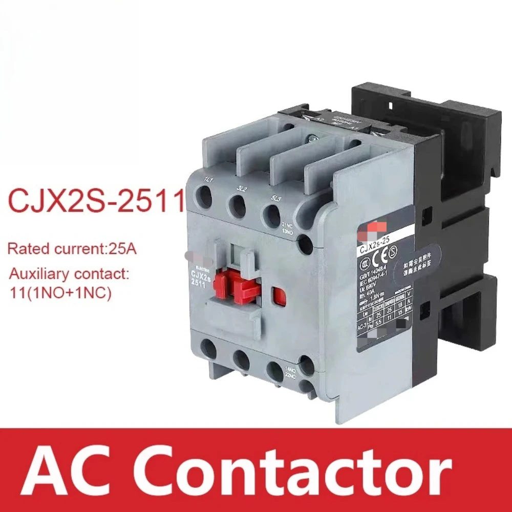 CJX2s-2511 AC Contactor 25A 3 Poles NO NC Coil Voltage 24V 36V 110V 220V 380V 50Hz Din Rail Mounted
CJX2s-2511 AC Contactor 25A 3 Poles NO NC Coil Voltage 24V 36V 110V 220V 380V 50Hz Din Rail Mounted