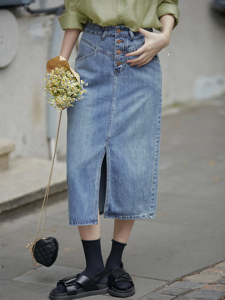 Autumn Sunrise 2025 New Sle Slimming Mid-Length A-Line Denim Skirt High Waist Single Button Side Split Women's Faion
Autumn Sunrise 2025 New Sle Slimming Mid-Length A-Line Denim Skirt High Waist Single Button Side Split Women's Faion