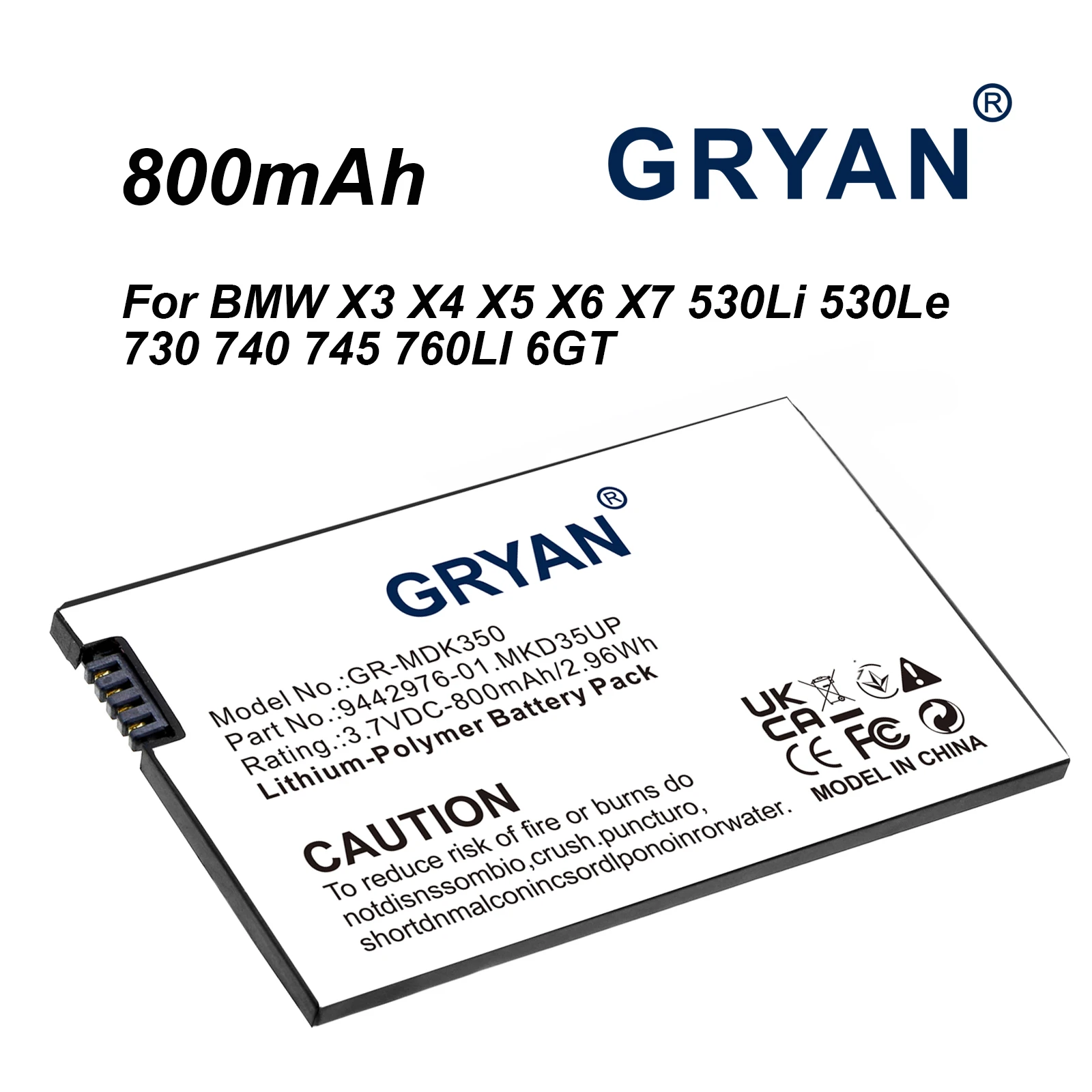 800mAh Rechargeable Battery MKD35UP For BMW 5 6 7 Series GT X3 X4 X5 X6 730 740 745 530 Display Remote Control Car Key Battery
800mAh Rechargeable Battery MKD35UP For BMW 5 6 7 Series GT X3 X4 X5 X6 730 740 745 530 Display Remote Control Car Key Battery