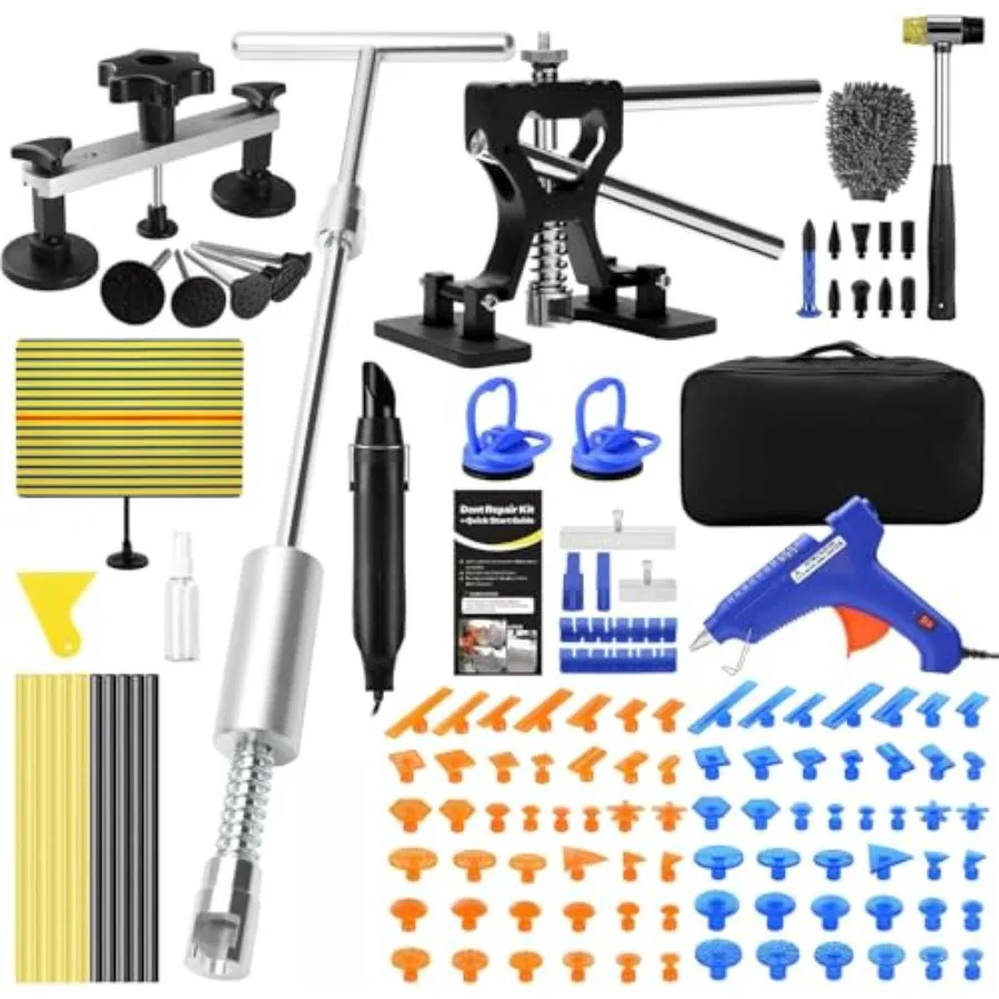 Car dent repair kit for paintless dent removal: metal dent lifter slide hammer T-bar bridge puller; black with chrome finish; h
Car dent repair kit for paintless dent removal: metal dent lifter slide hammer T-bar bridge puller; black with chrome finish; h