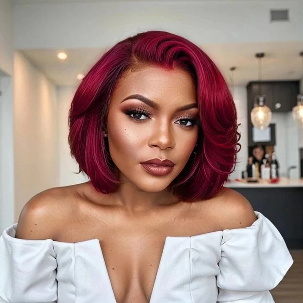 180%Density Loose Wave Bob Wig Human Hair #99J Burgundy Lace Frontal Wig Human Hair Glueless Pre Plucked Bob Human Hair Wig
180%Density Loose Wave Bob Wig Human Hair #99J Burgundy Lace Frontal Wig Human Hair Glueless Pre Plucked Bob Human Hair Wig