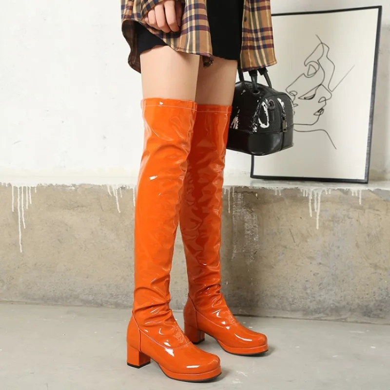 Woman Over The Knee Boots Fashion Patent Leather Round Toe High Heels Women Rear Zipper Knee High Boots Winter Warm Party Boots
Woman Over The Knee Boots Fashion Patent Leather Round Toe High Heels Women Rear Zipper Knee High Boots Winter Warm Party Boots