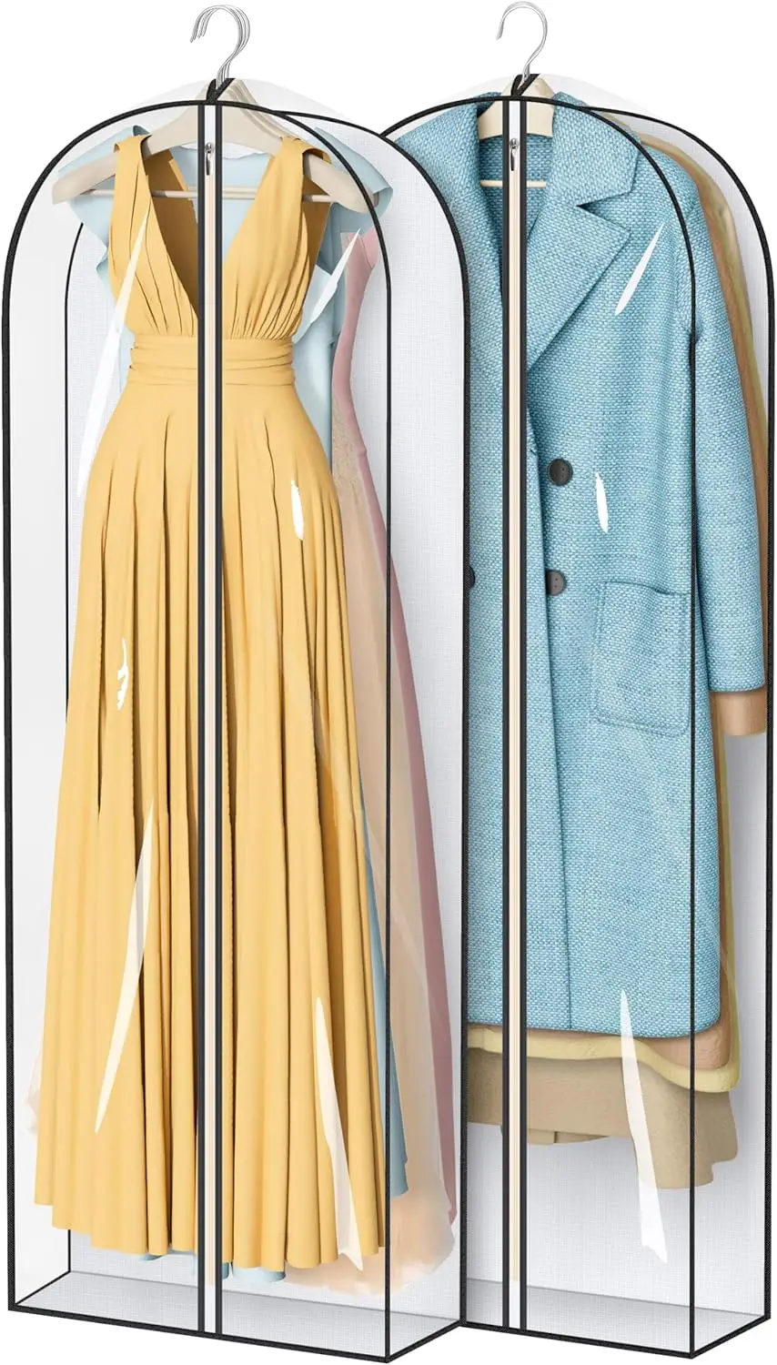 65" Clear Garment Bags for Hanging Clothes, 4" Gusseted Dress Bags for Gowns, Long Dress Cover for Closet Storage, 2-Pack
65" Clear Garment Bags for Hanging Clothes, 4" Gusseted Dress Bags for Gowns, Long Dress Cover for Closet Storage, 2-Pack