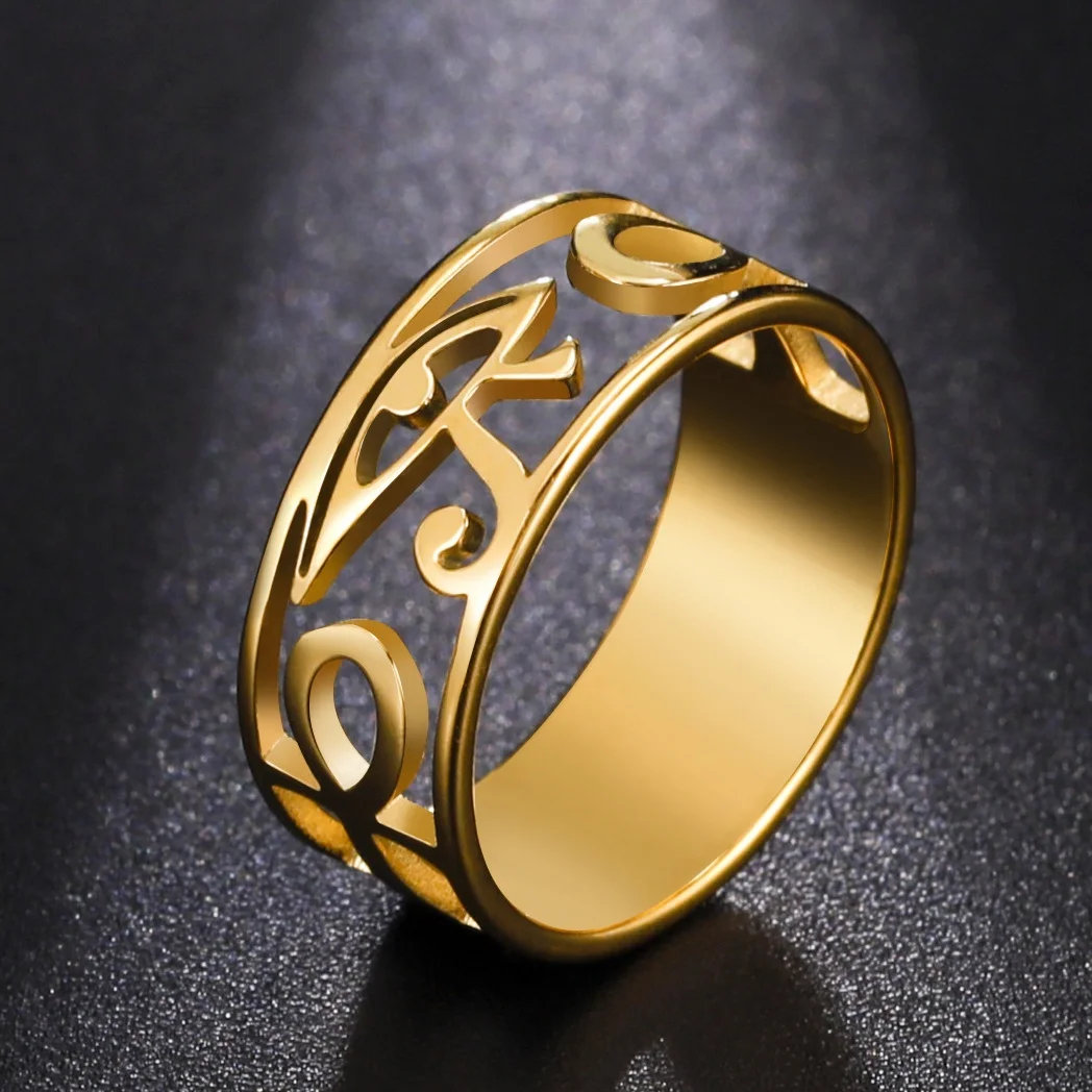 Jeshayuan Ancient Egypt Ra Udjat Ring Eye Of Horus Symbol Man Rings Ankh Cross Ring for Women 8MM Wide Ring Amulet Jewelery Gift
Jeshayuan Ancient Egypt Ra Udjat Ring Eye Of Horus Symbol Man Rings Ankh Cross Ring for Women 8MM Wide Ring Amulet Jewelery Gift