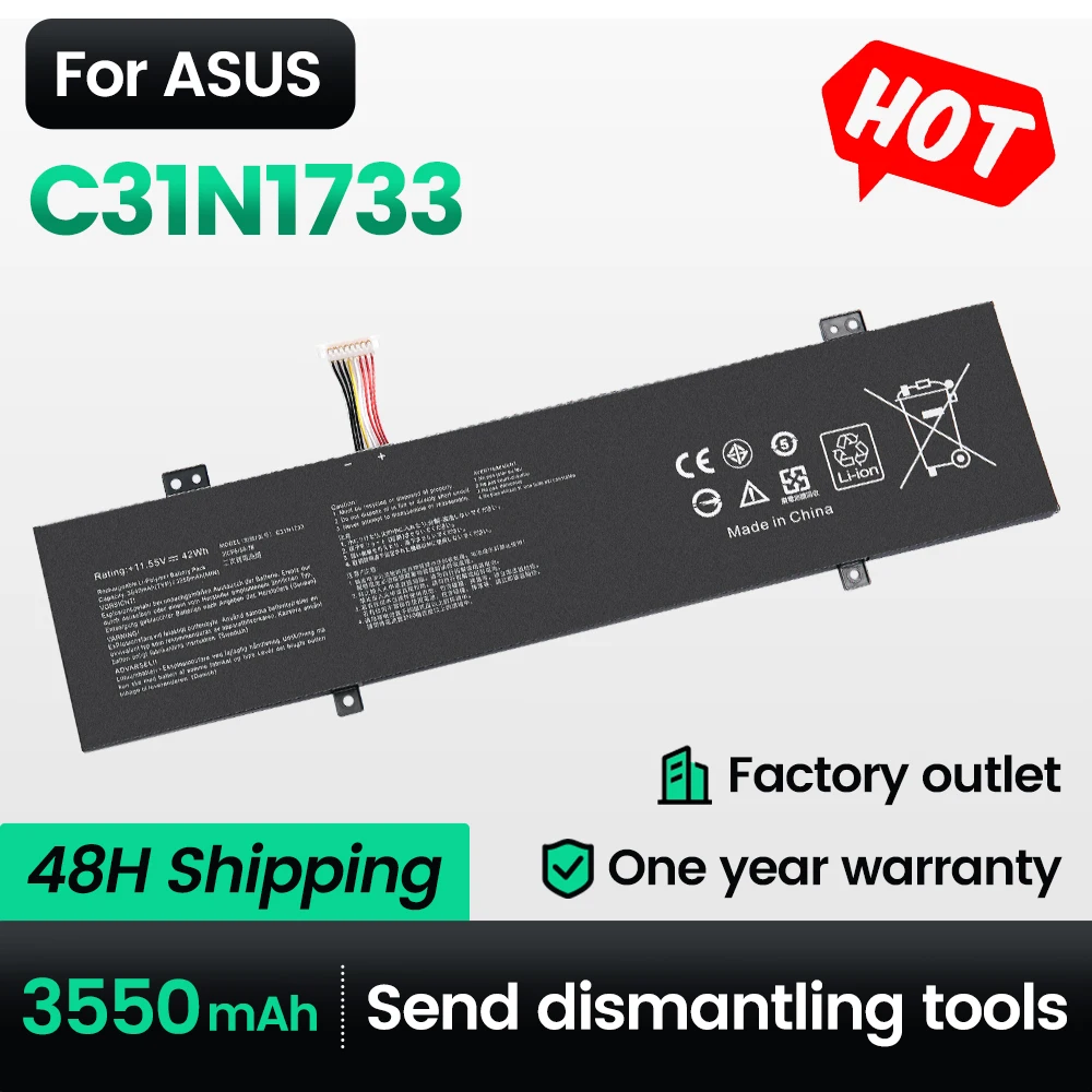 Keyuan C31N1733 Laptop Battery 3640mah-3550mah Replacement for ASUS VivoBook Flip 14 TP412U,TP412UA,TP412FA,TP412UA-IH31T
Keyuan C31N1733 Laptop Battery 3640mah-3550mah Replacement for ASUS VivoBook Flip 14 TP412U,TP412UA,TP412FA,TP412UA-IH31T