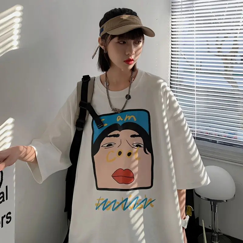 Heavy cotton funny and interesting printed short-sleeved T-shirt summer new Korean style student loose top trend women clothing
Heavy cotton funny and interesting printed short-sleeved T-shirt summer new Korean style student loose top trend women clothing