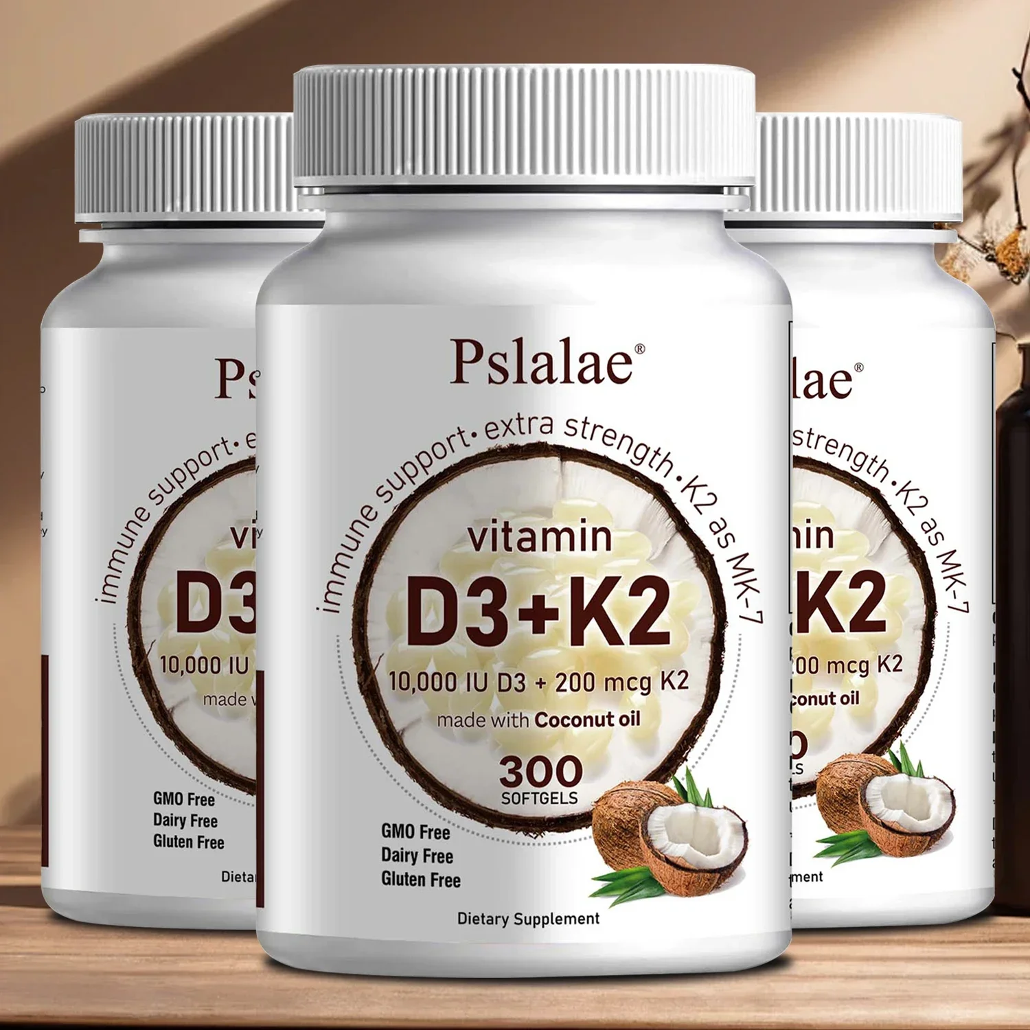300 Softgels Vitamin D3+K2 Supplement - Immune Support Health, Bone Health, Cardiovascular Health Support
300 Softgels Vitamin D3+K2 Supplement - Immune Support Health, Bone Health, Cardiovascular Health Support