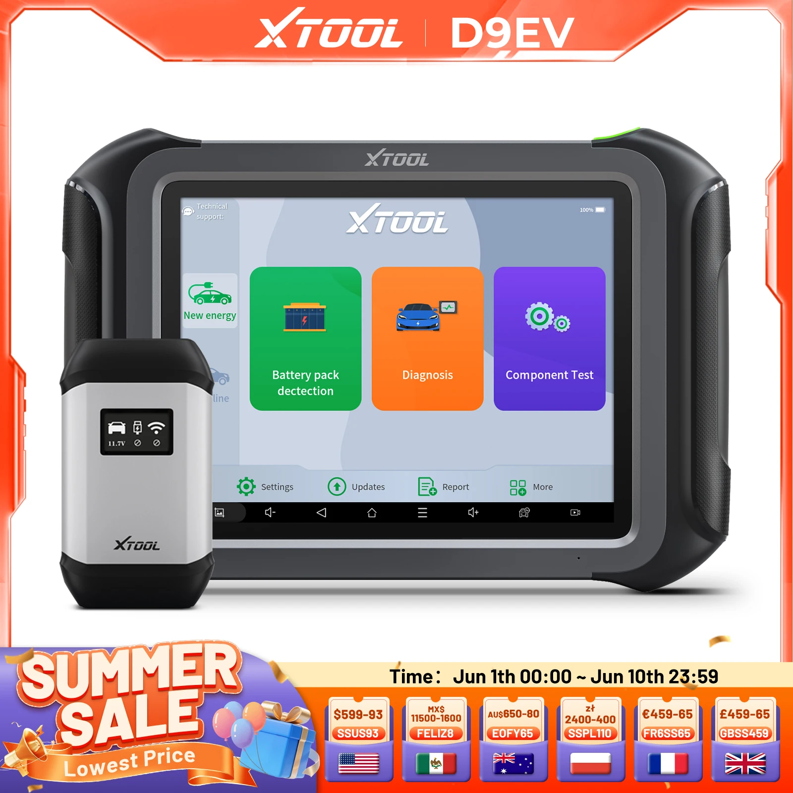 XTOOL D9EV Diagnostic Tool For Energy Vehicle OBD2 Scanner For BYD For Tesla Battery Pack Detection ECU Coding For Electric Car
XTOOL D9EV Diagnostic Tool For Energy Vehicle OBD2 Scanner For BYD For Tesla Battery Pack Detection ECU Coding For Electric Car