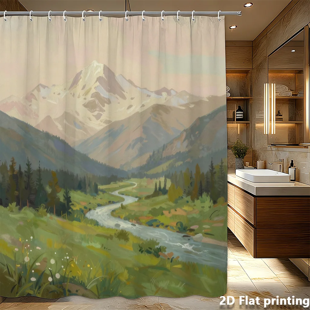 Waterproof Shower Curtain Nature Landscape Mural Bathroom Decor Art Print Scenic Mountain Forest River Watercolor Style Curtain
Waterproof Shower Curtain Nature Landscape Mural Bathroom Decor Art Print Scenic Mountain Forest River Watercolor Style Curtain