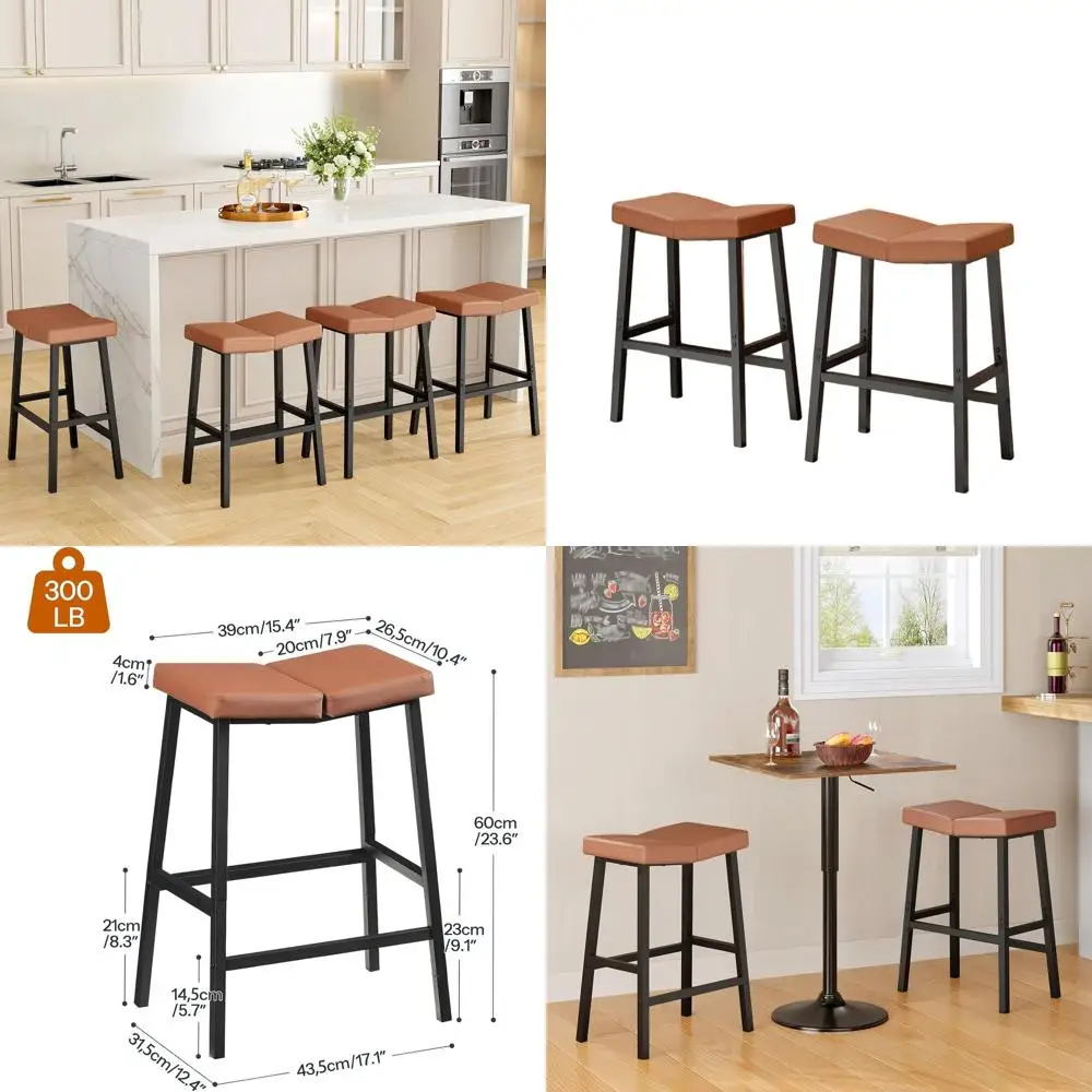 Пара 24-ступенчатых барных стульев-седла с металлическим основанием, коричневый и черный в деревенском стиле.
Пара 24-ступенчатых барных стульев-седла с металлическим основанием, коричневый и черный в деревенском стиле.