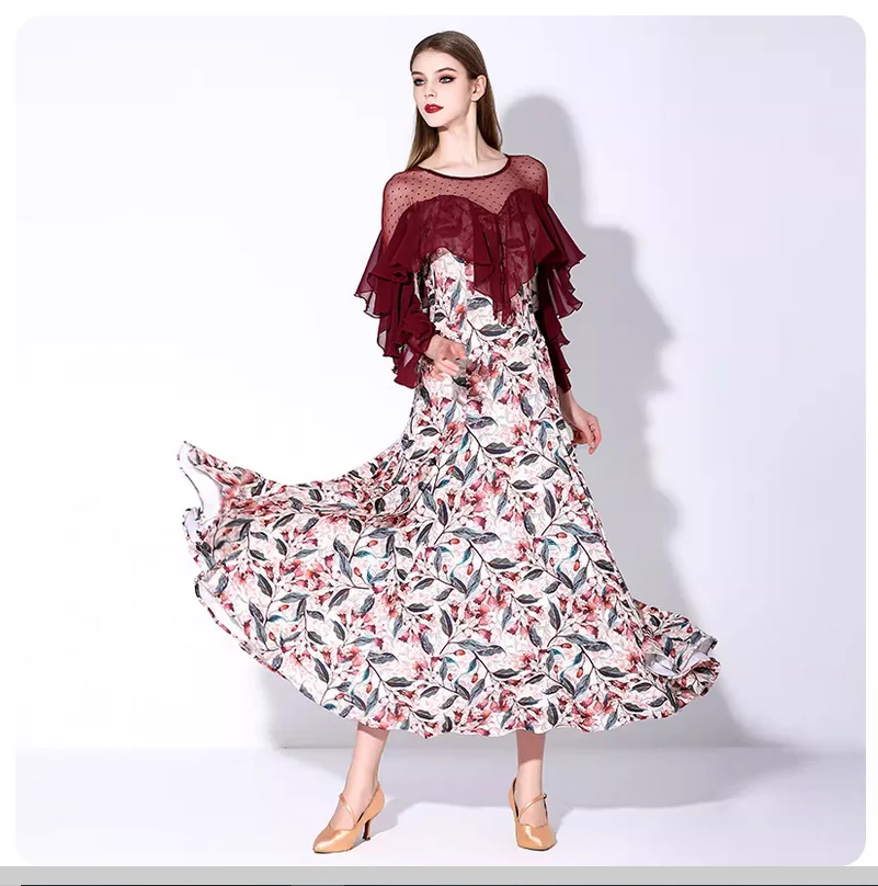 Women's Printed Long-Sleeved Peplum Modern Dance Costume Ballroom Dance Dress
Women's Printed Long-Sleeved Peplum Modern Dance Costume Ballroom Dance Dress