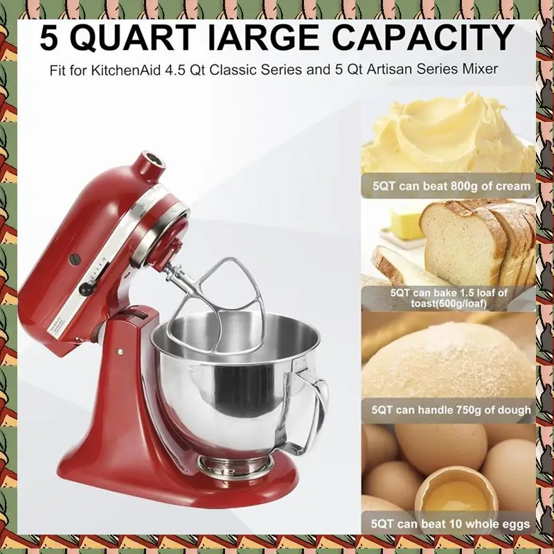 For Kitchenaid 4.5-5QT Tilt-Head Stand Mixers Accessories Mixing Bowl+Dumping Protective Cover+Flat Stirrer Attachment Durable
For Kitchenaid 4.5-5QT Tilt-Head Stand Mixers Accessories Mixing Bowl+Dumping Protective Cover+Flat Stirrer Attachment Durable