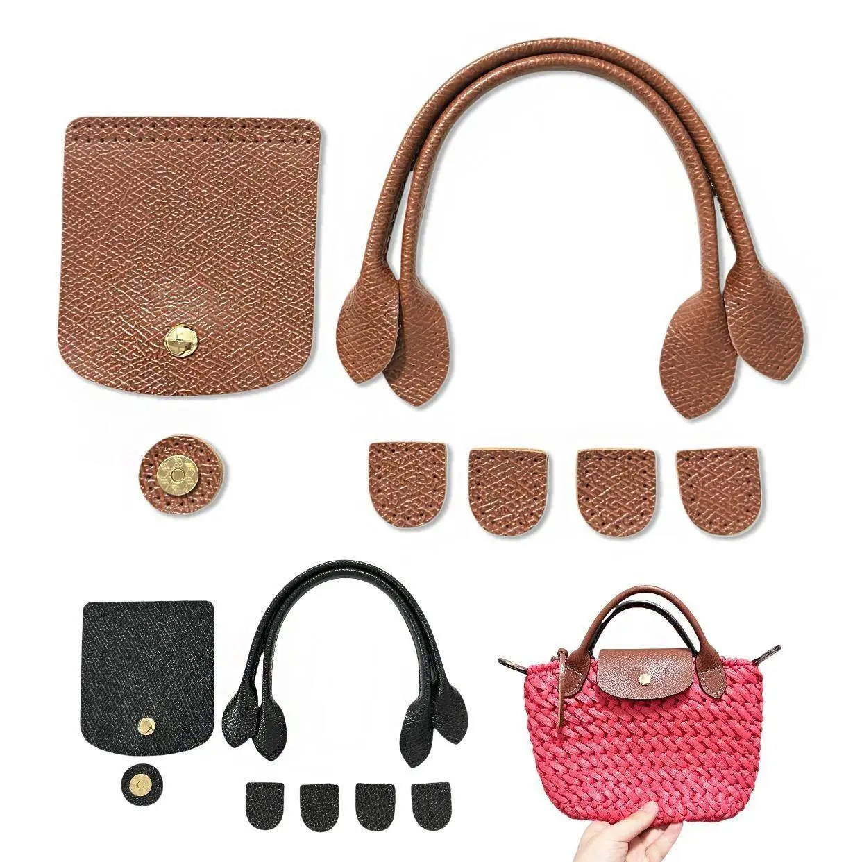 DIY Handmade Leather Accories Set For Dumpling Bag Crochet Bag Knitted Bag Parts Leather Bag Set Patchwork Handle With Holes
DIY Handmade Leather Accories Set For Dumpling Bag Crochet Bag Knitted Bag Parts Leather Bag Set Patchwork Handle With Holes