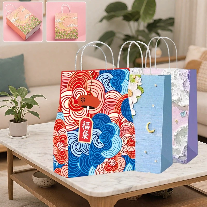 10/30/50pcs Creative 3D Oil Painting Gift Bags Portable Kraft Paper Bag with Handle for Birthday Wedding Party Gift Boxes 선물 가방
10/30/50pcs Creative 3D Oil Painting Gift Bags Portable Kraft Paper Bag with Handle for Birthday Wedding Party Gift Boxes 선물 가방