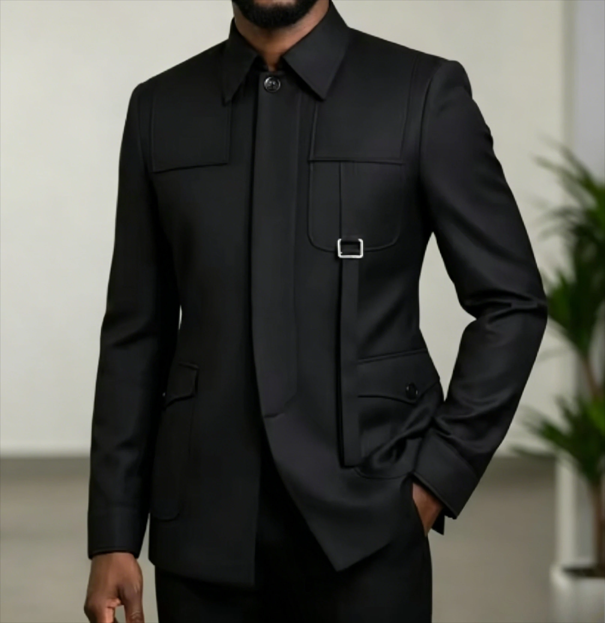 Black Men's Suits Luxury Single Breasted Stand Lapel Slim Fit Male Clothing 2 Piece Jacket Pants Full Sets Customized Clothing
Black Men's Suits Luxury Single Breasted Stand Lapel Slim Fit Male Clothing 2 Piece Jacket Pants Full Sets Customized Clothing