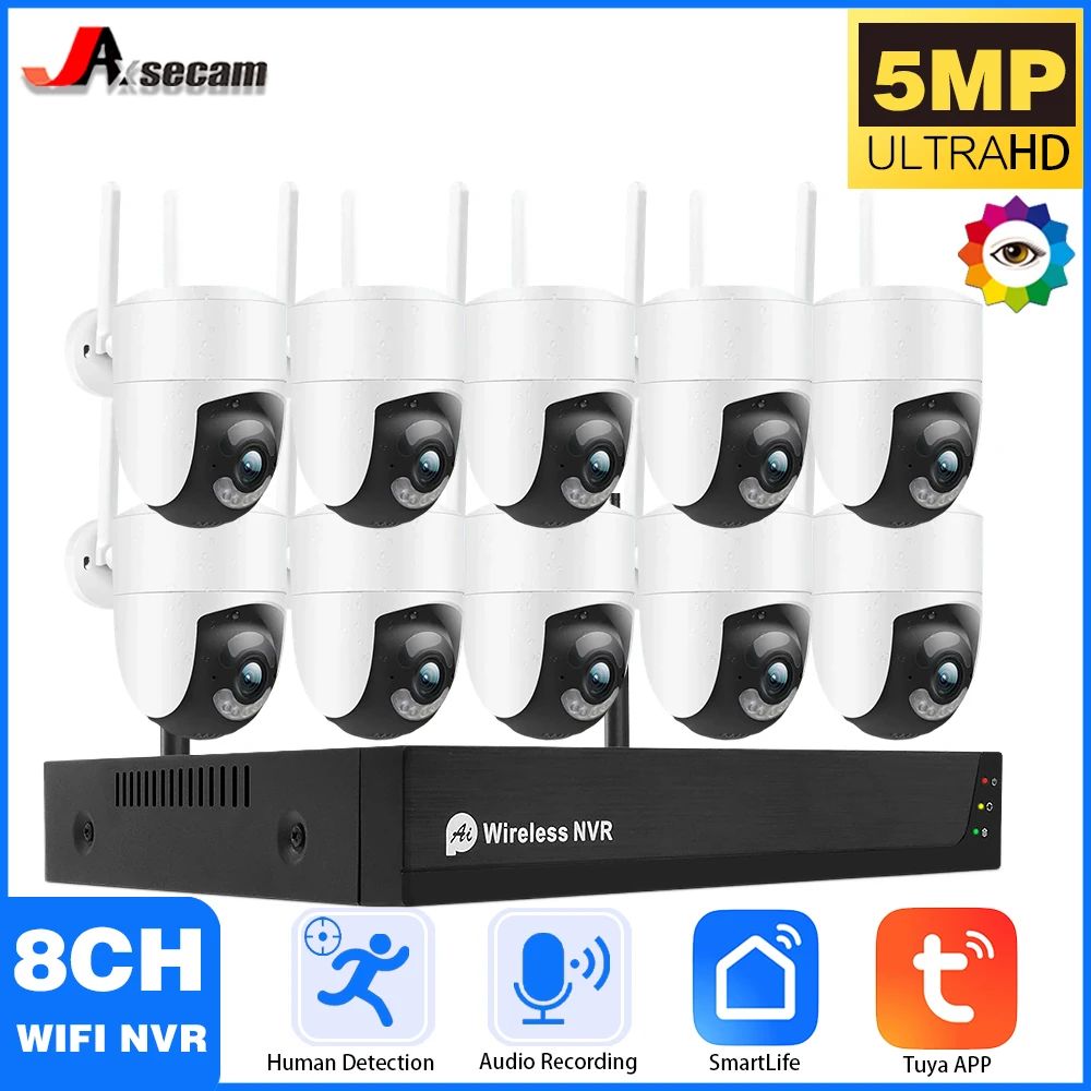 5MP 8CH WIFI IP Camera NVR Wireless Tuya Smart APP 2-Way Audio CCTV Camera Auto Track Outdoor Surveillance Security CCTV System
5MP 8CH WIFI IP Camera NVR Wireless Tuya Smart APP 2-Way Audio CCTV Camera Auto Track Outdoor Surveillance Security CCTV System