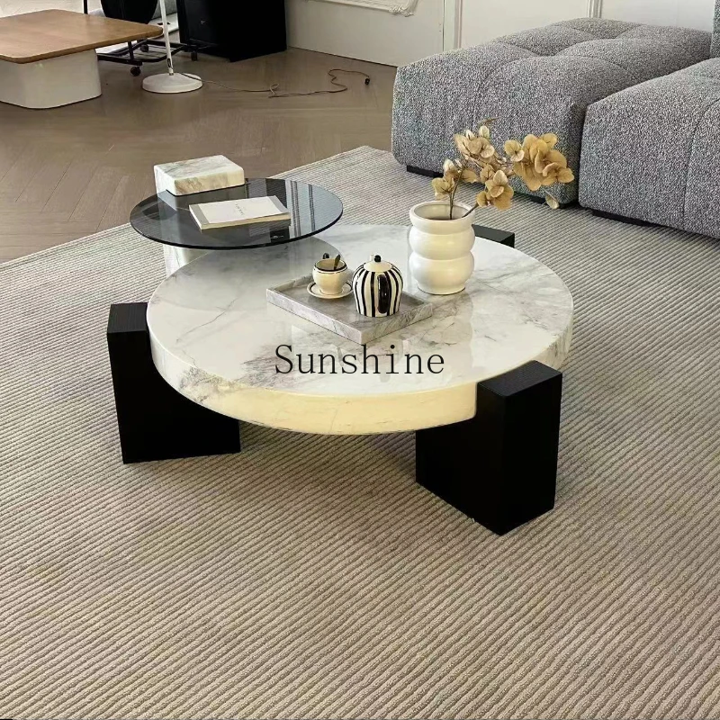 Italian minimalist marble small apartment new high and low combination coffee table
Italian minimalist marble small apartment new high and low combination coffee table