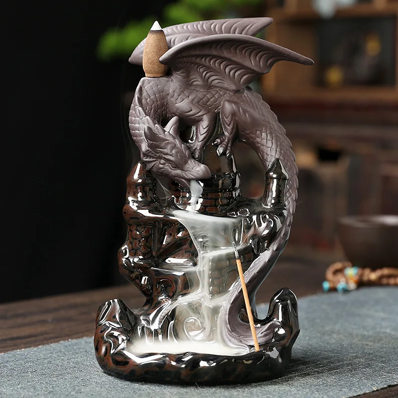 Home Decor Ornaments Dragon Waterfall Backflow Incense Pterosaur Ceramic Censer Stick Holder
Home Decor Ornaments Dragon Waterfall Backflow Incense Pterosaur Ceramic Censer Stick Holder
