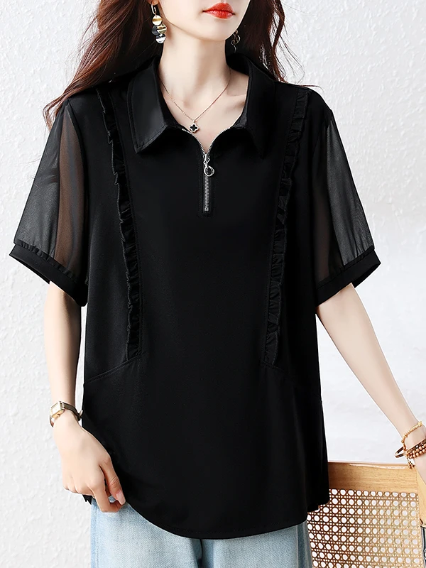 Summer 2026 Large Size Women's Loose Short Sleeve Shirt Fashionable Casual Style Polyester Fabric Collared Top Age-Defying
Summer 2026 Large Size Women's Loose Short Sleeve Shirt Fashionable Casual Style Polyester Fabric Collared Top Age-Defying